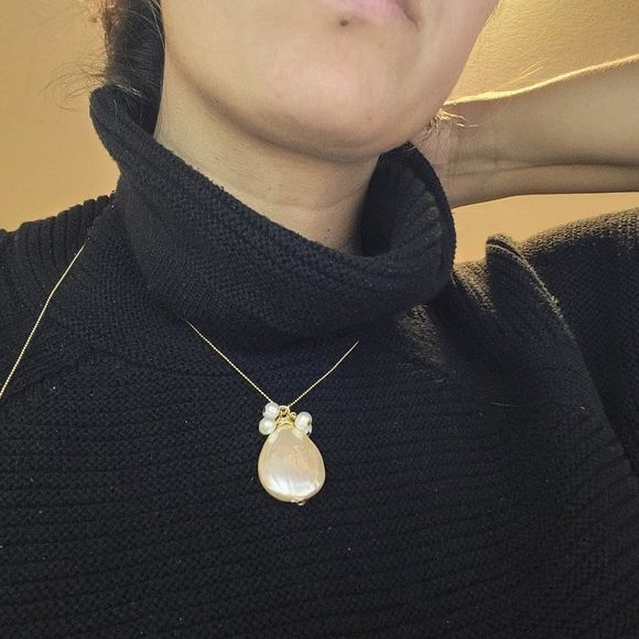 White pearl natural necklace and pendant gold filled - Picture 4 of 4